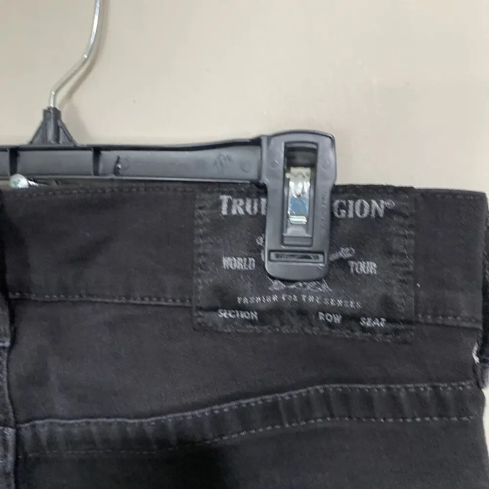 True Religion Jeans Geno No Flap Relaxed Slim Mens Solid Black Y2K Sz 30